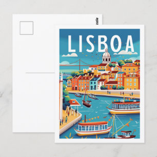 Lissabon Portugal Vintage Berühmter Reiseort Postkarte