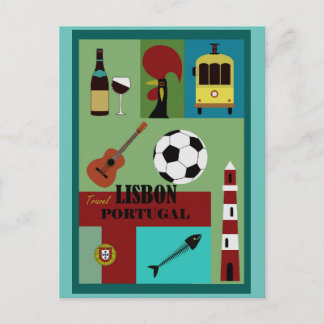 Lissabon Portugal Vintage Reise Art Postkarte