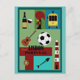 Lissabon Portugal Vintage Reise Kunst Postkarte