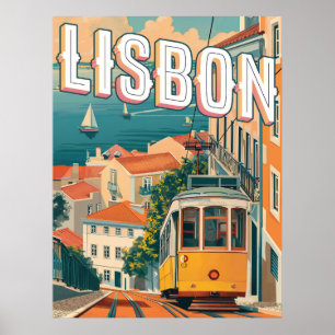 Lissabon, Portugal Vintage Reise Poster