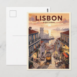 Lissabon Portugal Vintage Reise Postkarte