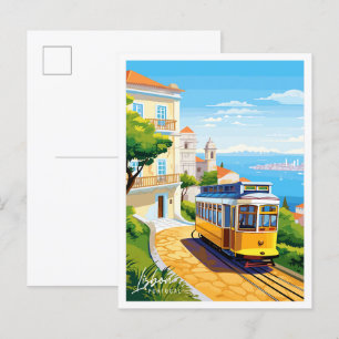 Lissabon Portugal Vintage-Reiseillustration Postkarte