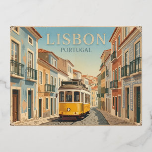 Lissabon Portugal Vintage-Reisepostkarte Folien Feiertagspostkarte