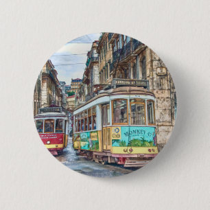 Lissabon Portugal Vintage Travel Button