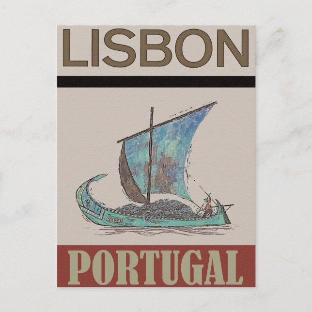 Lissabon Portugal Vintage Travel Postcard Postkarte (Vorderseite)