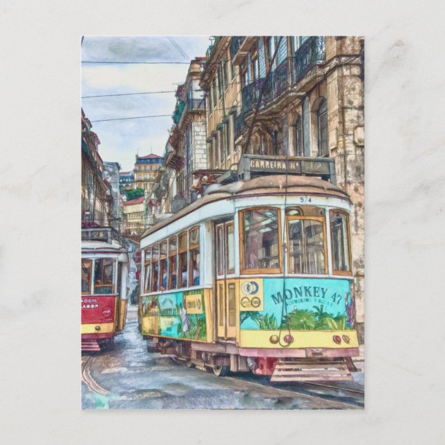 Lissabon Portugal Vintage Travel Postkarte (Vorderseite)