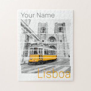 Lissabon Portugal Vintage Urlaubsstraßenbahn Souve Puzzle