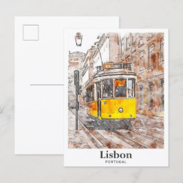 Lissabon Portugal Wasserfarbenhandzeichnung Postkarte