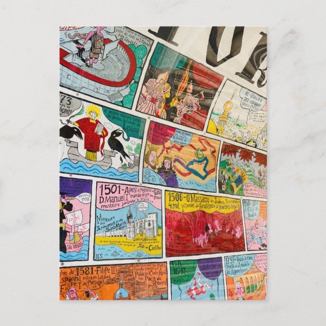 Lissabon Postcard, Fun Postcard, Farbige Graffiti  Postkarte (Vorderseite)