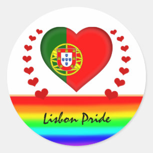 Lissabon-Preis-Leistungs-Verhältnis und Regenbogen Runder Aufkleber