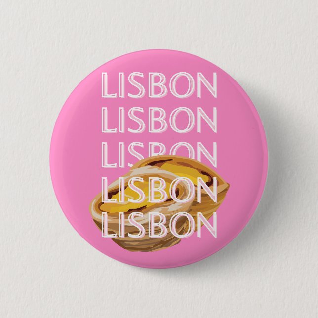 Lissabon Reisekunst, Sommerreisekunst, Rosa Button (Vorderseite)