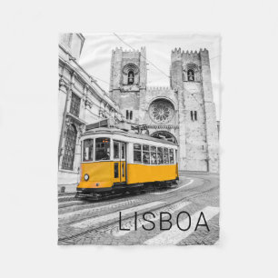 Lissabon Retro-Straßenbahn Portugal Vintage-Straße Fleecedecke