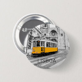Lissabon Retro Tram Portugal Vintag Streetcar Button