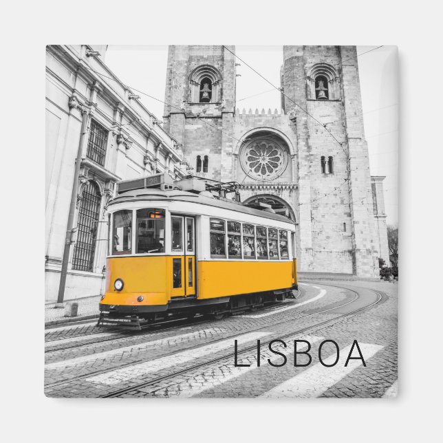 Lissabon Retro Tram Portugal Vintag Streetcar Magnet (Vorne)