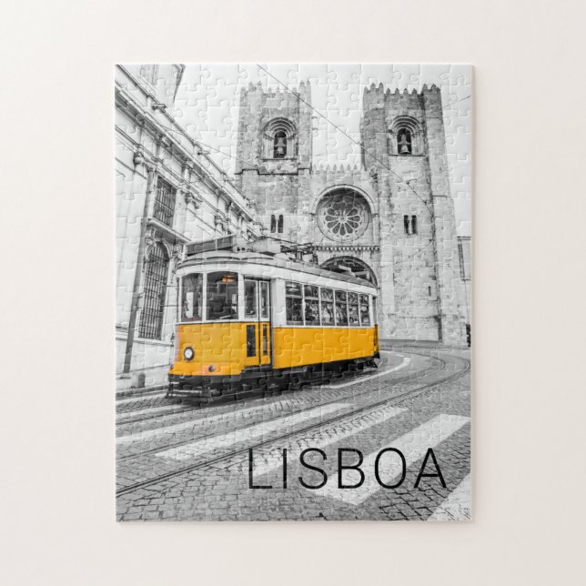 Lissabon Retro Tram Portugal Vintag Streetcar Puzzle (Vertikal)