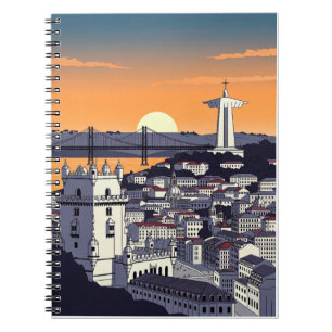 Lissabon Sonnenuntergangs-Illustrationsnotizbuch – Notizblock