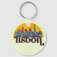 Lissabon Stadt Skyline Retro City Art