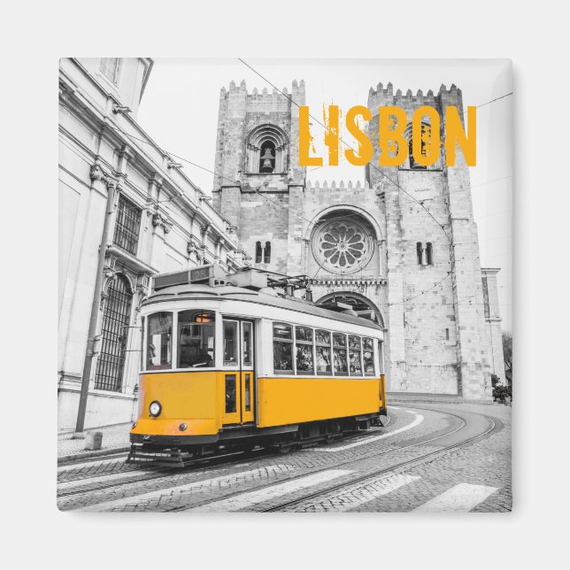 Lissabon Straßenbahn Portugal Vintage Straßenbahn Magnet (Vorne)