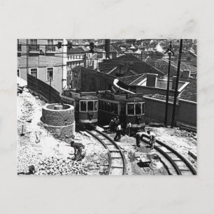 Lissabon-Straßenbahnen 723 und 728 der 1950er Postkarte