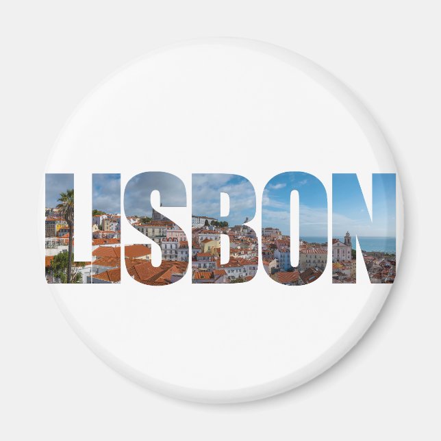 Lissabon-Text bestehend aus einem Panoramablick au Magnet (Vorne)