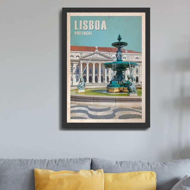 Lissabon Travel Poster D. Maria II Theater, Portug (Von Creator hochgeladen)