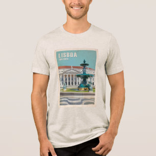 Lissabon Travel Poster D. Maria II Theater, Portug Tri-Blend Shirt