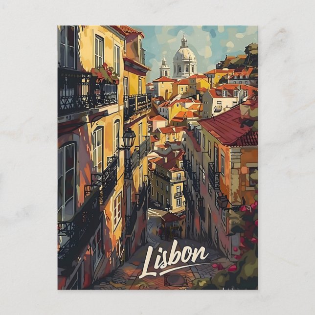 Lissabon Vintag Postkarte (Vorderseite)