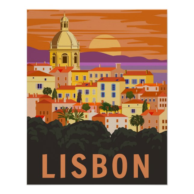 Lissabon Vintage-Reiseposter Poster (Vorderseite)