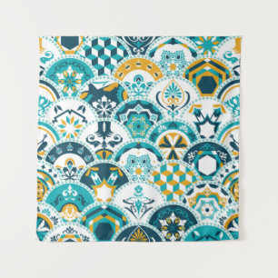 Lissabonner geometrischer Azulejo-Fliesenmuster, P Wandteppich