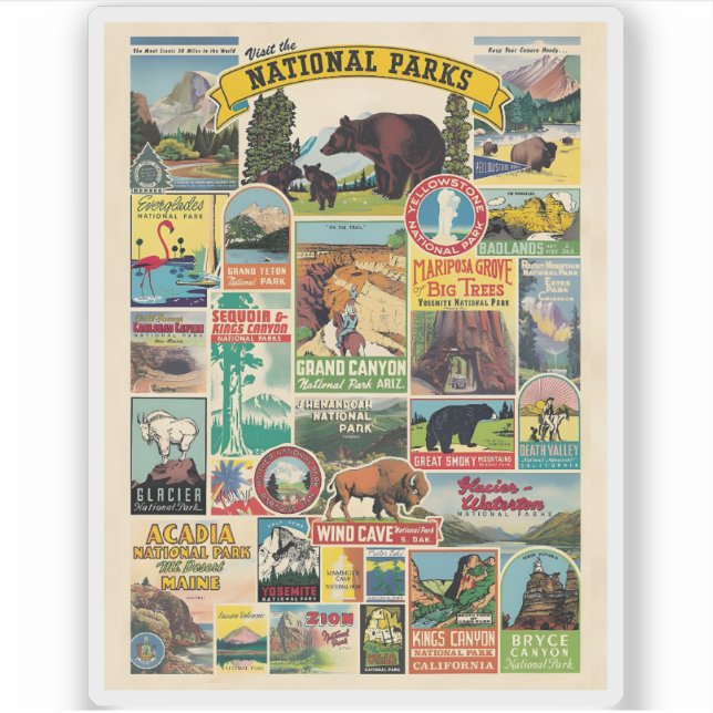 List of National Parks in the United States Aufkleber (Vorderseite)