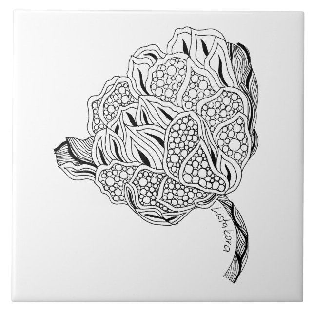 Listakora Blumen-Keramik Trivet/Fliese Fliese (Vorderseite)