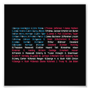 Liste 46 US-Präsidenten der Vereinigten Staaten Sp Fotodruck