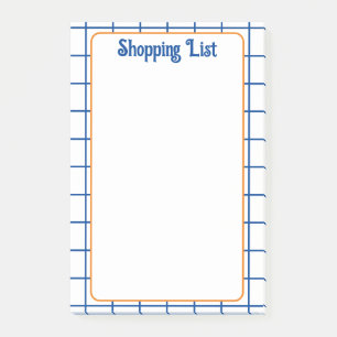 Liste Blue Orange Square Grid Boho Muster Post-it Klebezettel