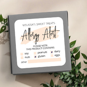 Liste der Allergie-Warnlisten für Cream Beige-Wate Quadratischer Aufkleber