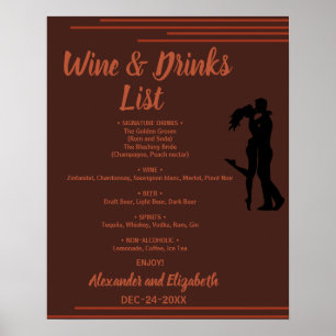 Liste der dunklen und erdigen Getränke Hochzeit Poster