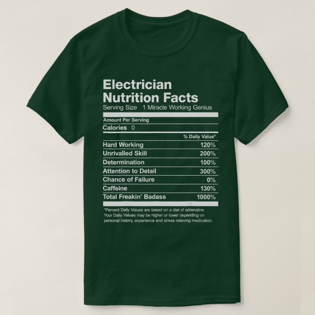 Liste der Fakten zur Elektroernährung T-Shirt (Design vorne)
