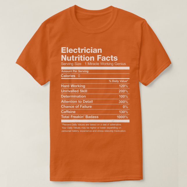 Liste der Fakten zur Elektroernährung T-Shirt (Design vorne)