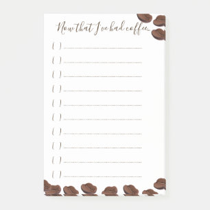 Liste der Kaffeebohnen-Getränke Post-it Klebezettel