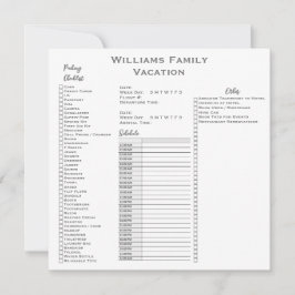 Liste der Karo für individuelle Familienurlaube Einladung