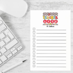 Liste der Lehrer Life Karo mit personalisiertem Bo Post-it Klebezettel