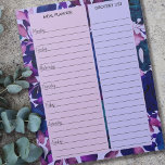 Liste der lila Blumenmahlzeiten Notizblock<br><div class="desc">Lila Blumenplaner und Lebensmittelliste Notepad für die Organisation Ihrer Woche. Dieses Notizblock hat einen wöchentlichen Planer auf jeder Seite, mit ausgekleideten Sektionen für jeden Wochentag und einer großen Box für Ihre Einkaufsliste. Die Einrichtung ist in lila, violetten, blauen und grünen Farbtönen gehalten. Sie können auch die Überschriften bearbeiten, die derzeit...</div>