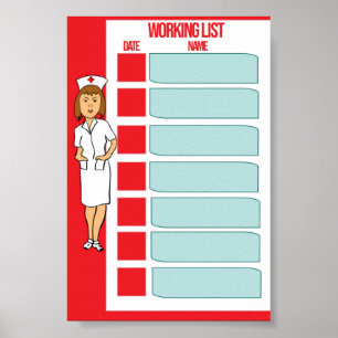 Liste der medizinischen Arbeitskräfte Poster