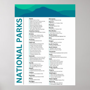 Liste der Nationalparks in den Staaten Poster