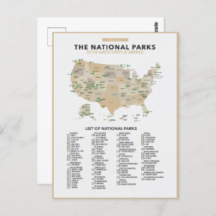 Liste der Nationalparks in den Staaten Postkarte