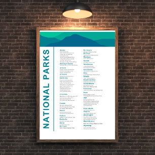 Liste der Nationalparks in den Vereinigten Staaten Poster