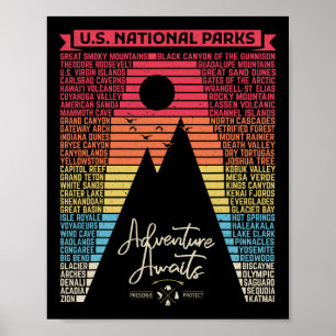 Liste der Nationalparks US-Park Vintage-Camping Wa Poster