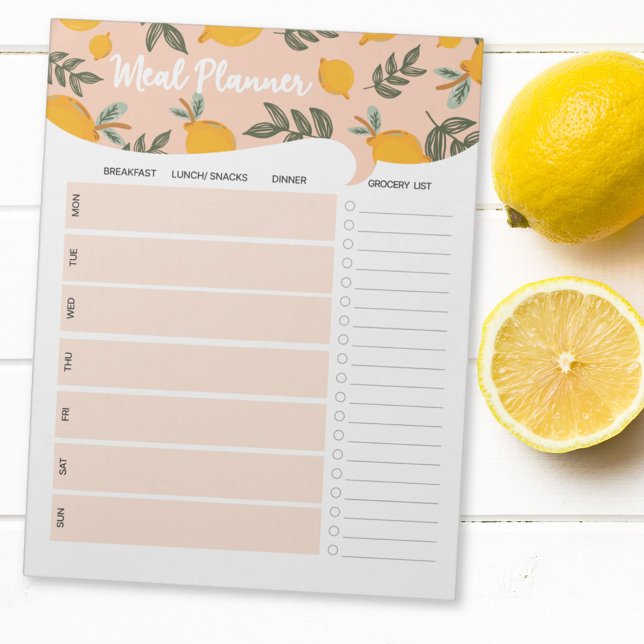 Liste der niedlichen Lemon Weekly Meal Planner Notizblock (In situ)