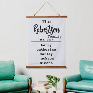 Liste der personalisierten Schriftart mit Namen un Wandteppich Mit Holzrahmen