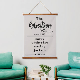 Liste der personalisierten Schriftart mit Namen un Wandteppich Mit Holzrahmen