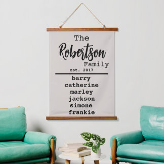 Liste der personalisierten Schriftart mit Namen un Wandteppich Mit Holzrahmen